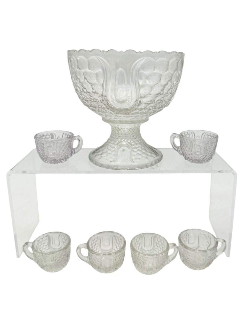 Federal Glass 1914 Wabash 7pc Punch Set Childrens Size Tulip & Honeycomb Pattern